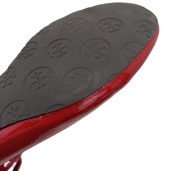 Tory Burch Red Patent Leather Ballet Flats Size 8M Logo Toe Brazil - Picture 8 of 13